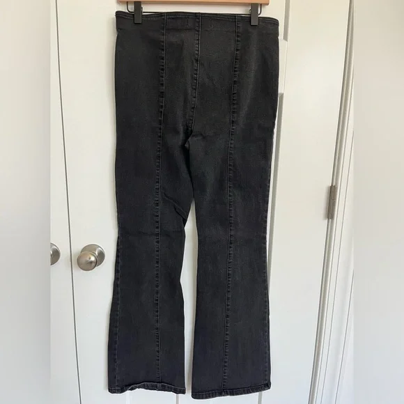 We the Free Penny Flare Jeans Womens 30 Black 70s Boho Free People Pull On - Picture 4 of 10